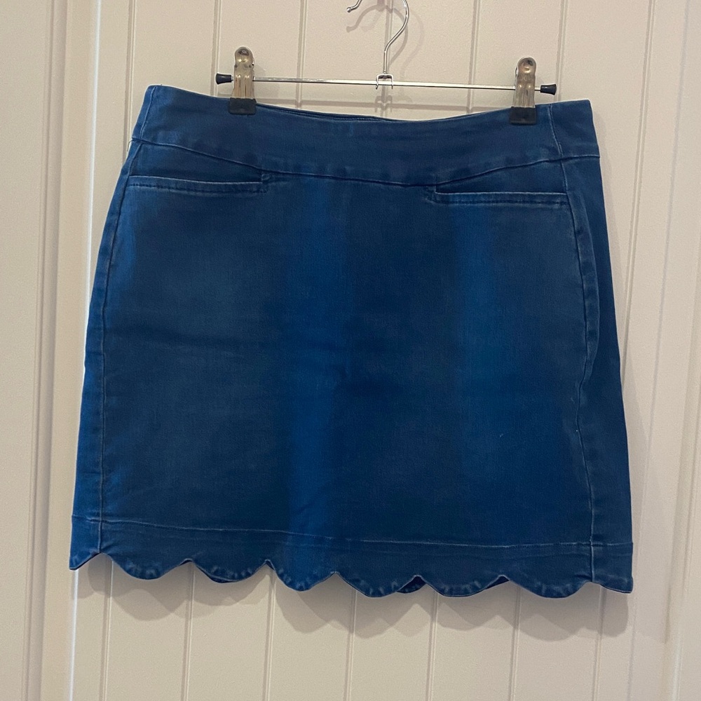 Lulu-B Blue Denim Pull-on Scalloped Skort